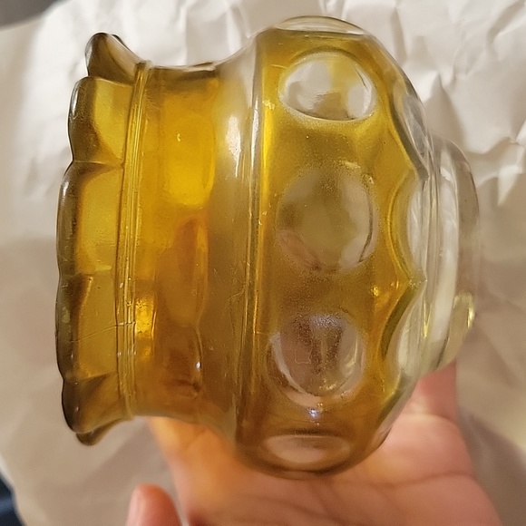 VINTAGE Yellow scalloped thumbprint candy Nut Bowl - Picture 3 of 8